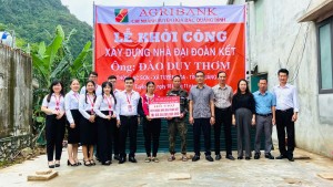 Agribank Tuyên Hoá hỗ trợ xây dựng nhà “Đại đoàn kết” cho hộ nghèo tại xã Tuyên Hoá